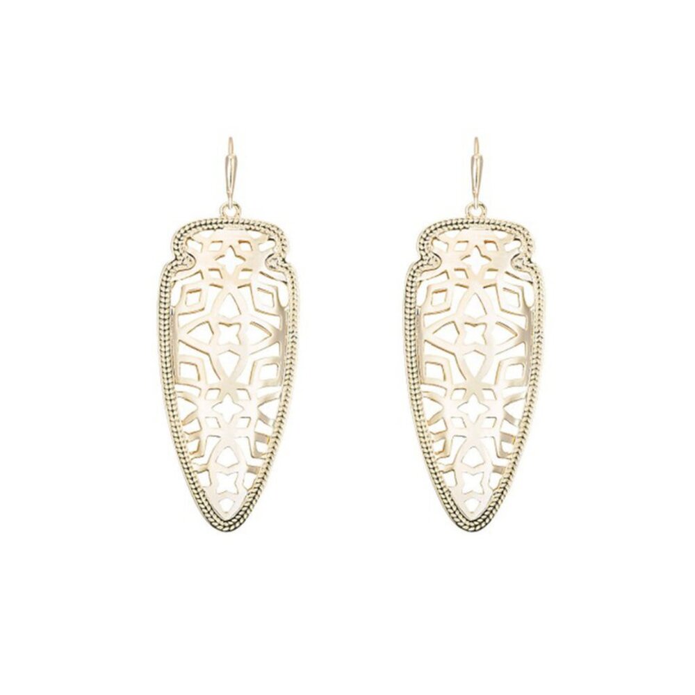 Kendra Scott Sadie Spear Earrings Gold Filigree - Picture 2 of 2